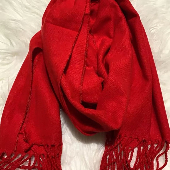 Cashmere Feel Red Scarf - Picture 2 of 2